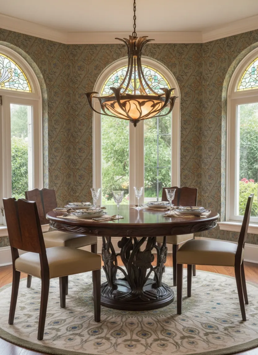 quatre chaises anciennes au design élégant dans une salle à manger