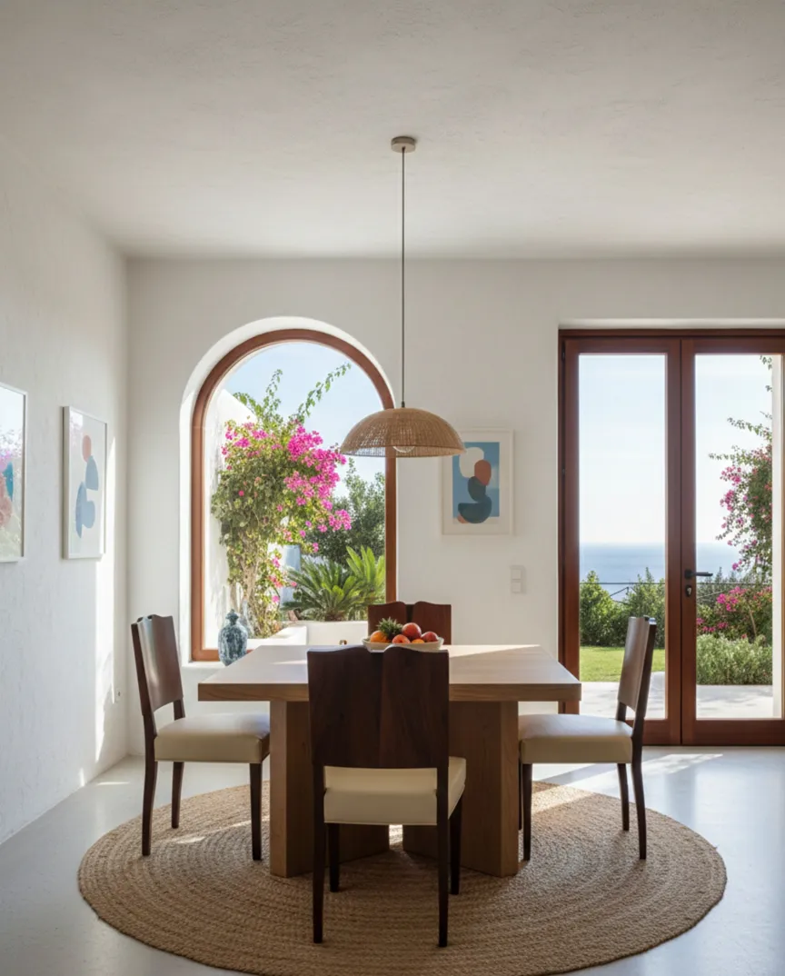 vier antike Esstühle in einem hellen Ambiente