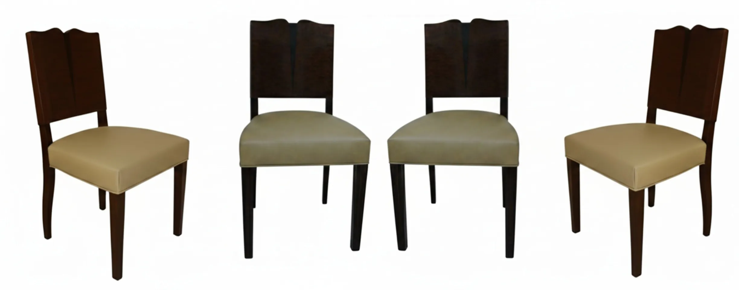 Set of 4 antique chairs with an attractive design in a neutral setting.