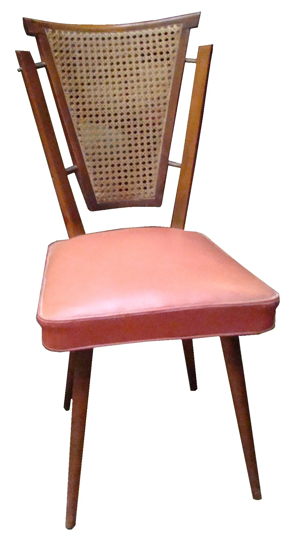 sillas antiguas con respaldo de rejilla y asiento acolchado, entorno neutral