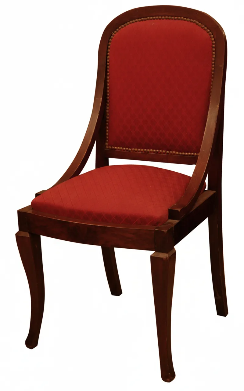 Set di 6 sedie antiche da restaurare, colore rosso, eleganti e classiche.