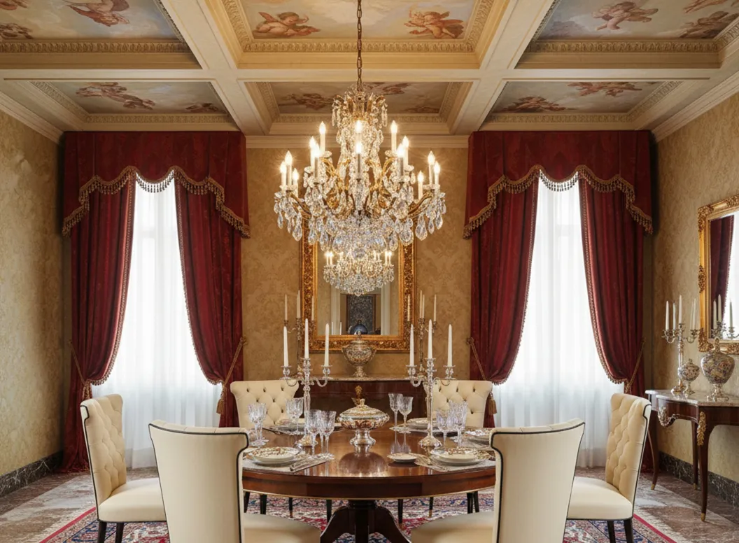 Set aus 6 antiken Stühlen zum Restaurieren in einer eleganten Umgebung, umgeben von klassischer Dekoration.