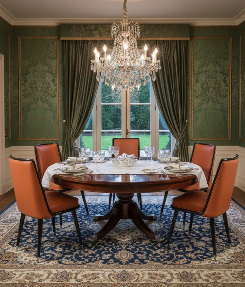 sei sedie antiche da restaurare in una sala da pranzo elegante