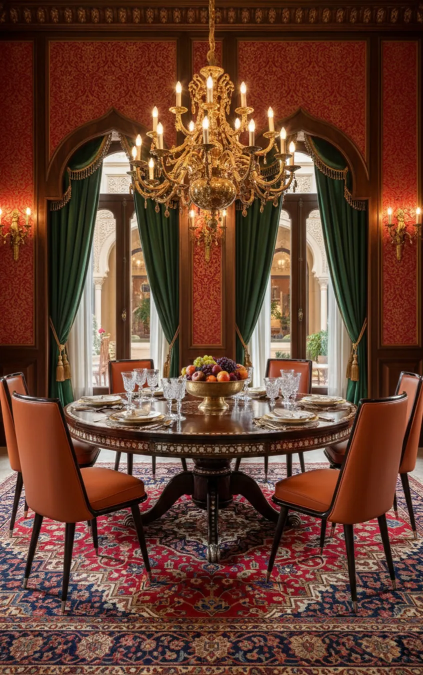 Seis cadeiras antigas em um ambiente elegante com um lustre