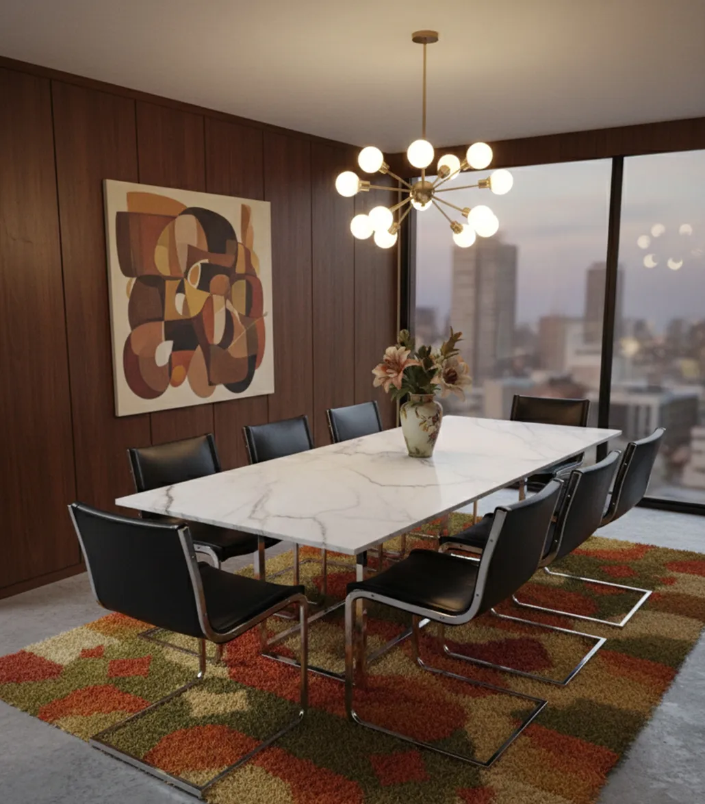 Antique chairs ready to restore in a modern dining room