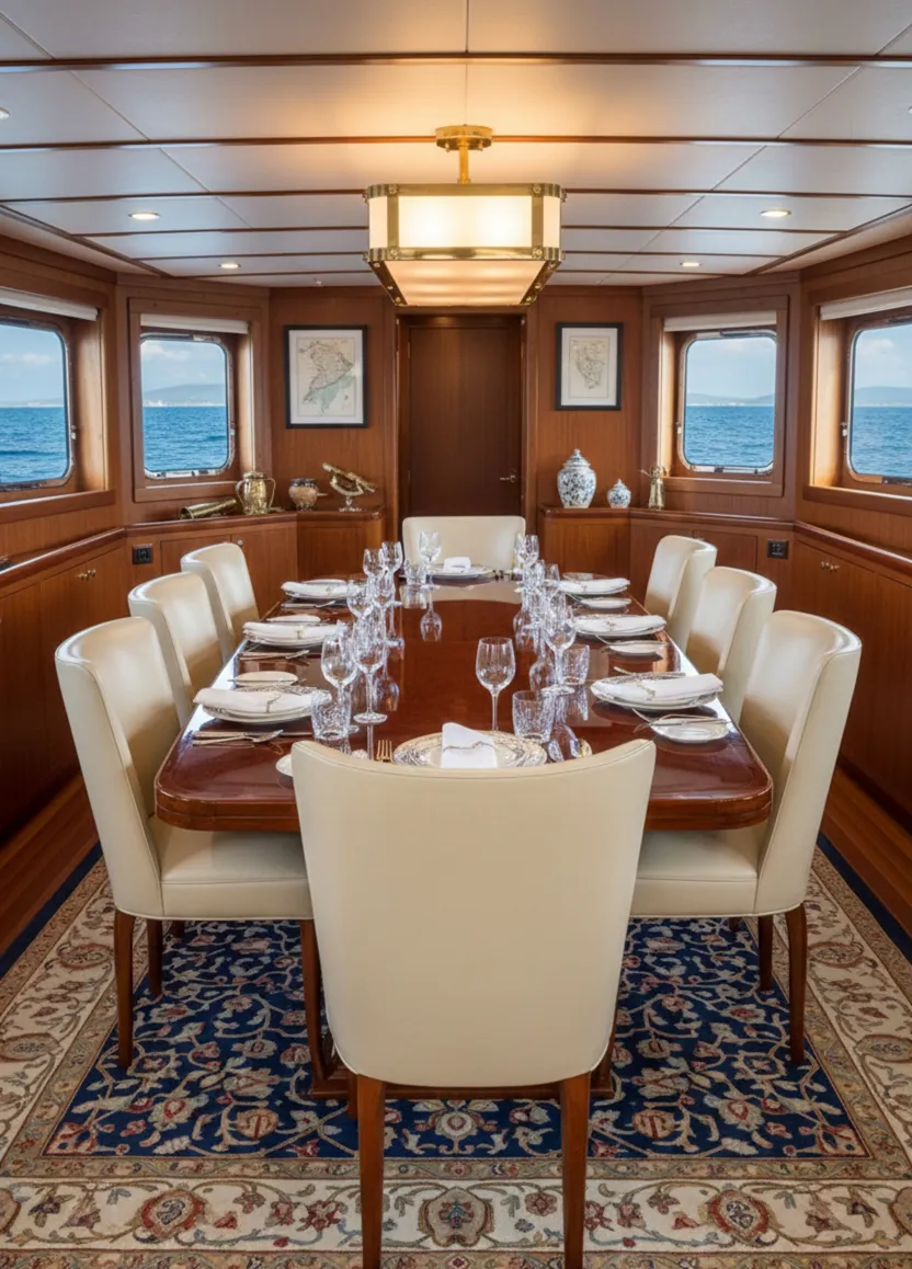 Вид 10 антикварных стульев, окруженных морскими украшениями