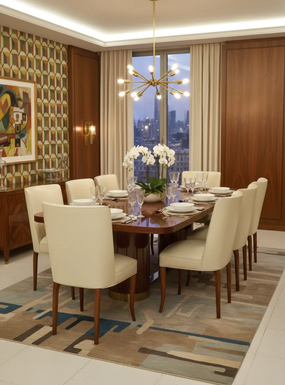 Conjunto de 10 sillas antiguas en un elegante comedor.