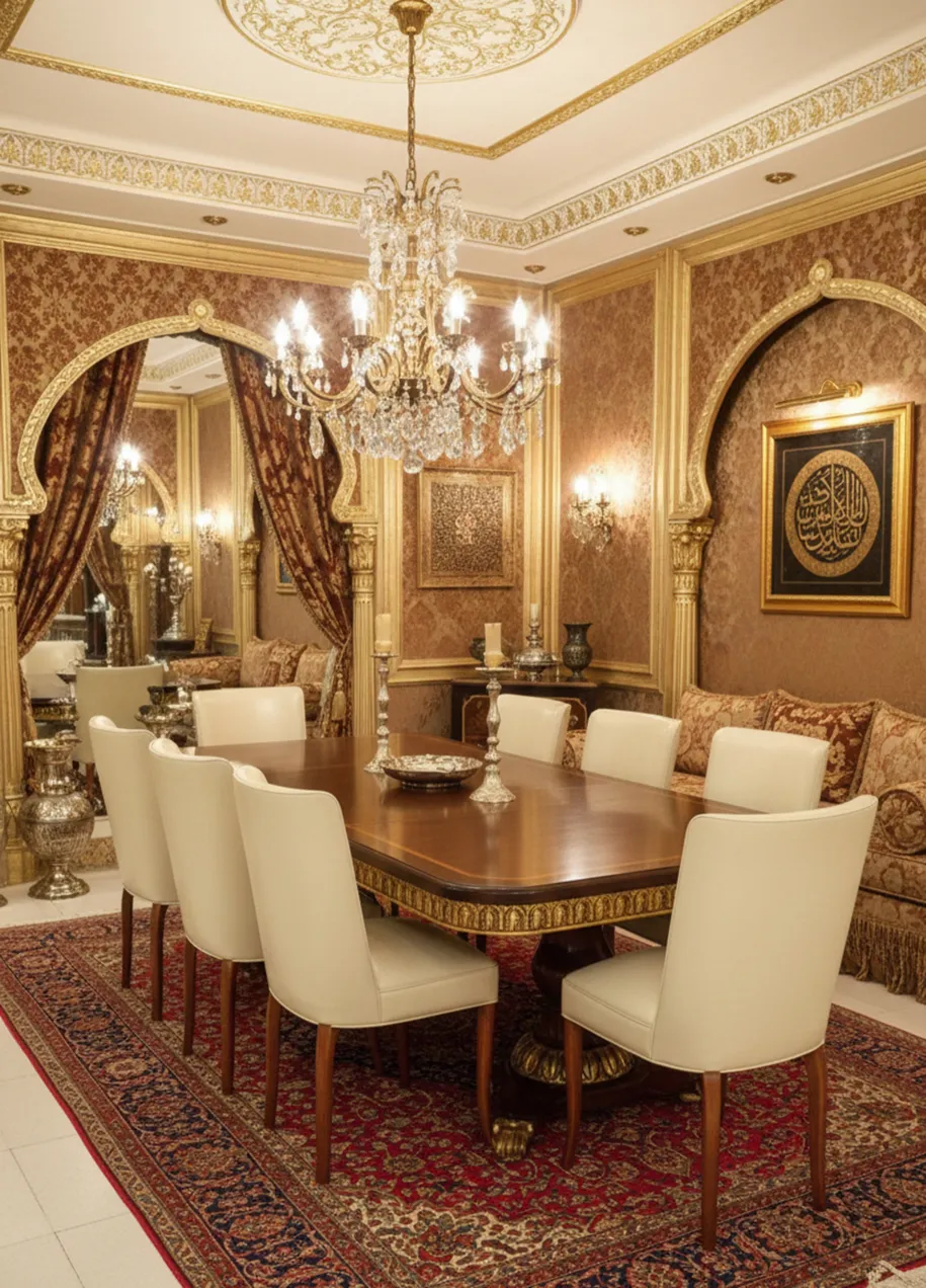 conjunto de sillas antiguas de comedor en un ambiente lujoso con decoraciones elegantes