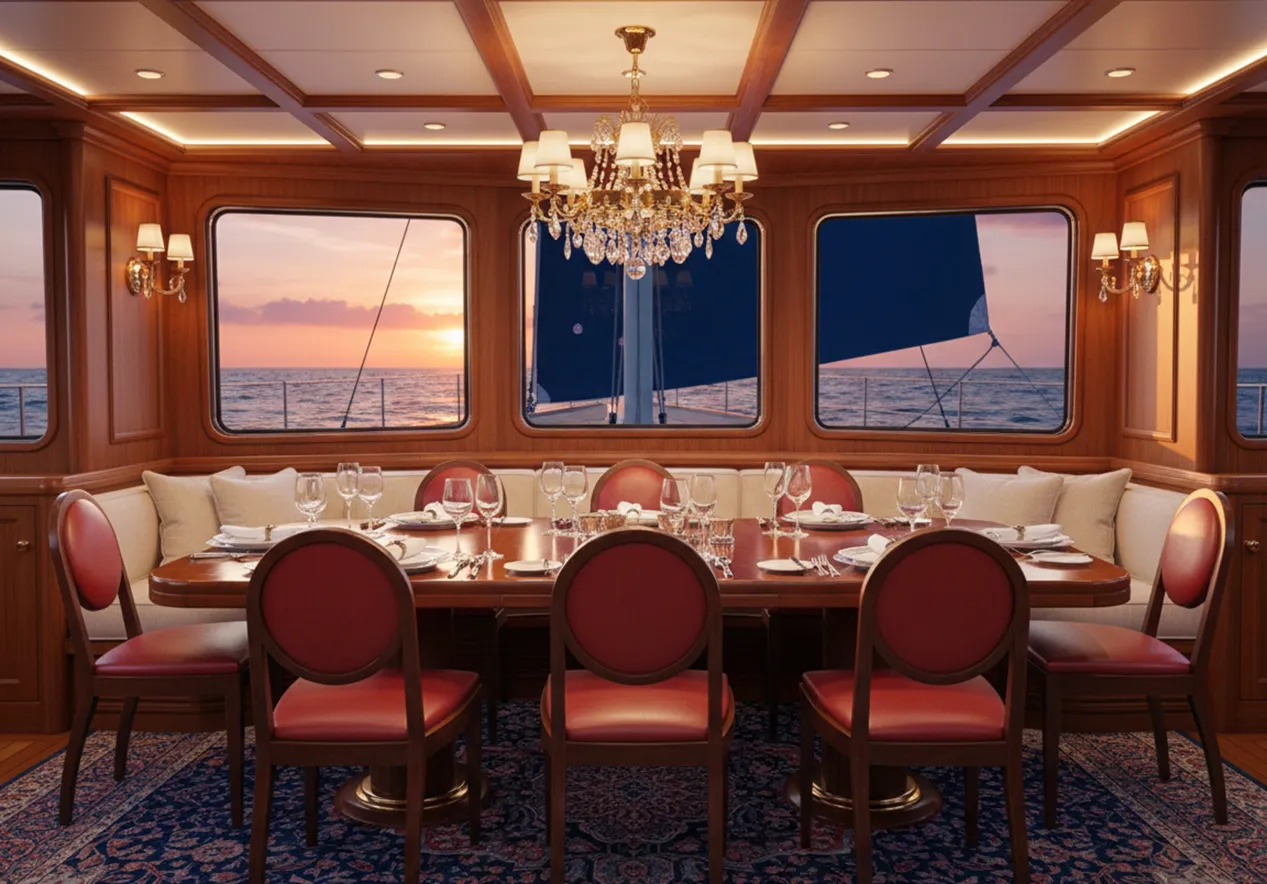 Set of 12 antique chairs in an elegant dining space