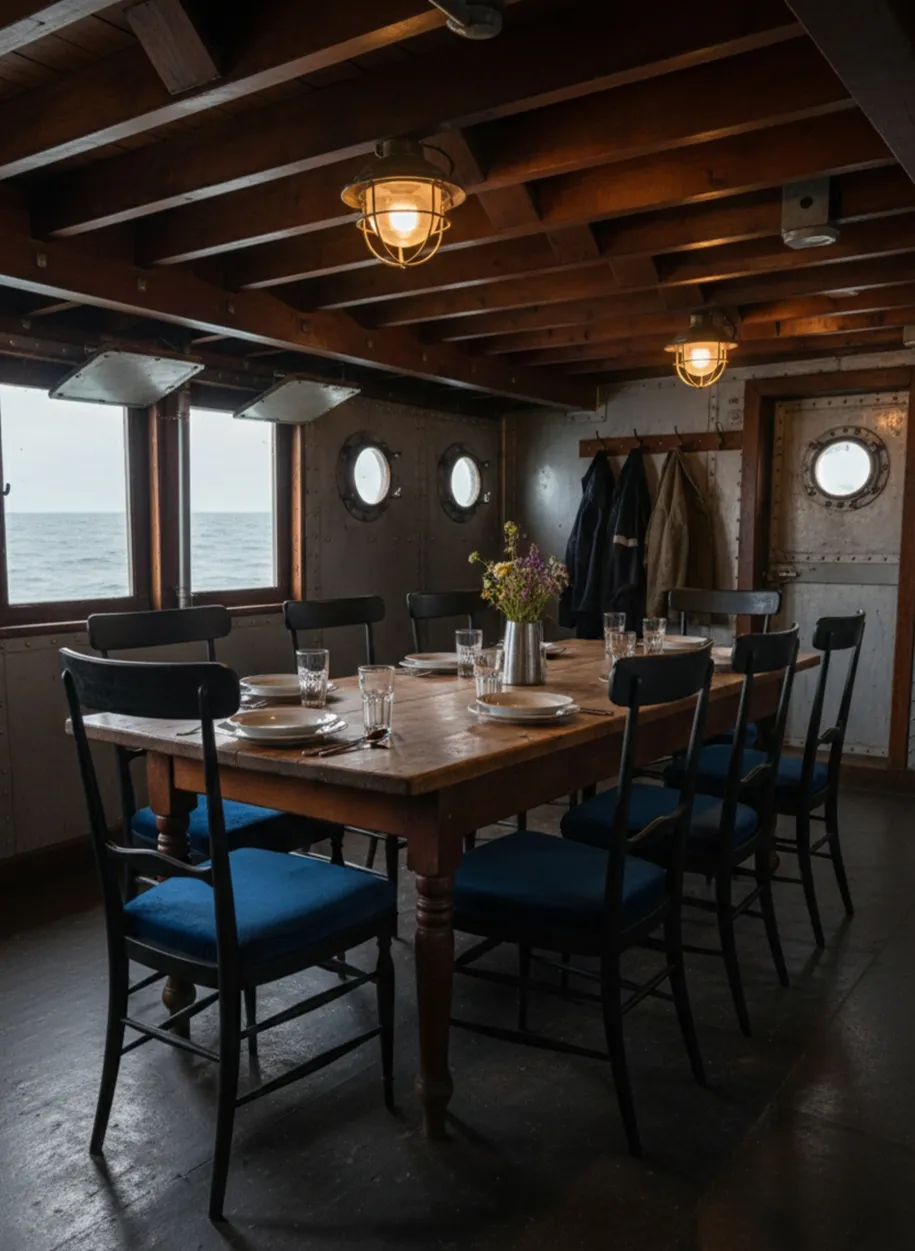 Vista di 10 sedie da restaurare in un'atmosfera invitante, circondate da mobili rustici.