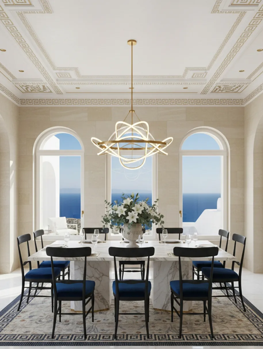 10 antike Stühle in einem eleganten Esszimmer