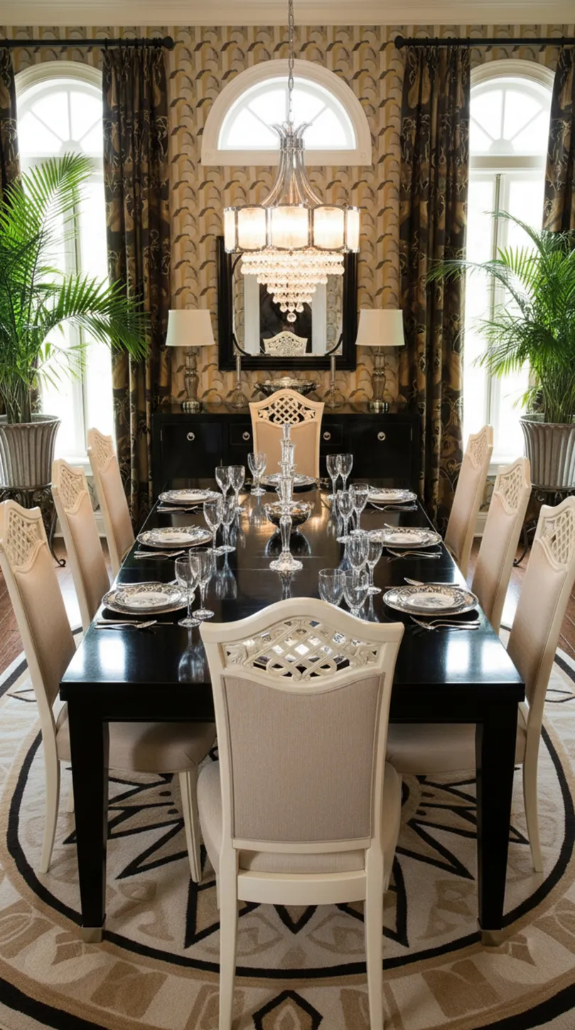 Ensemble de 12 chaises antiques à restaurer dans une salle à manger magnifiquement décorée