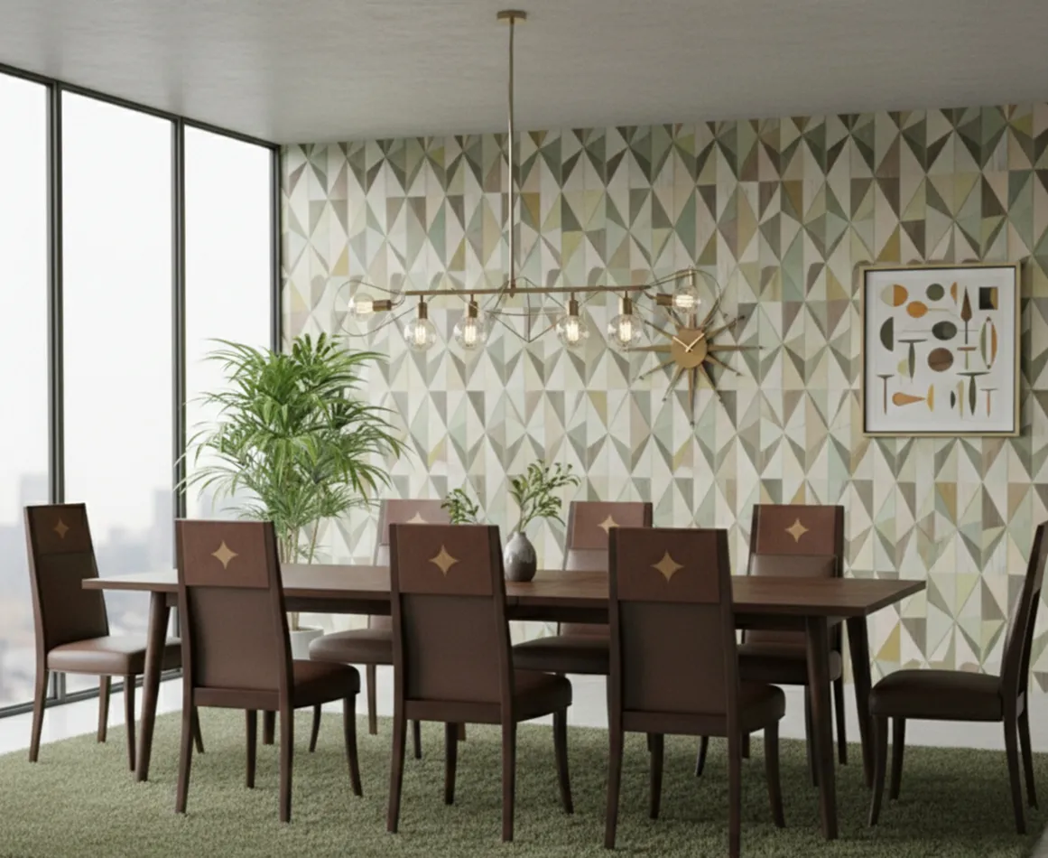 Conjunto de 12 sillas antiguas en un comedor moderno