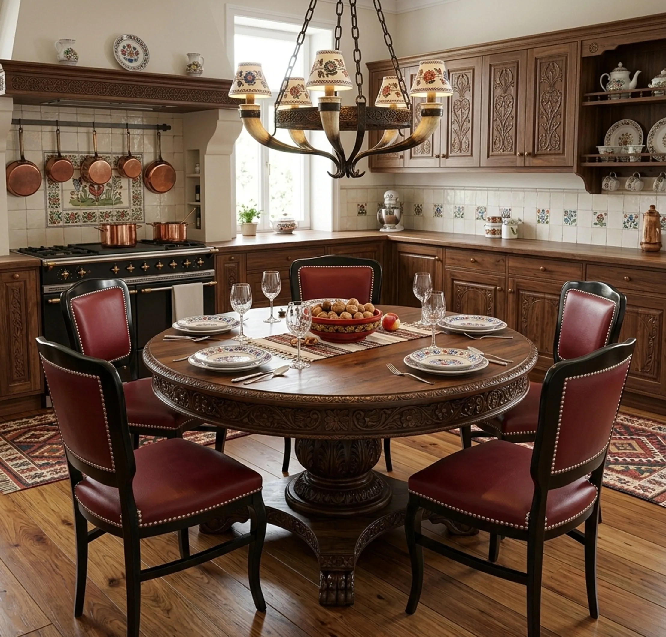 Conjunto de 6 sillas antiguas en un ambiente de comedor acogedor