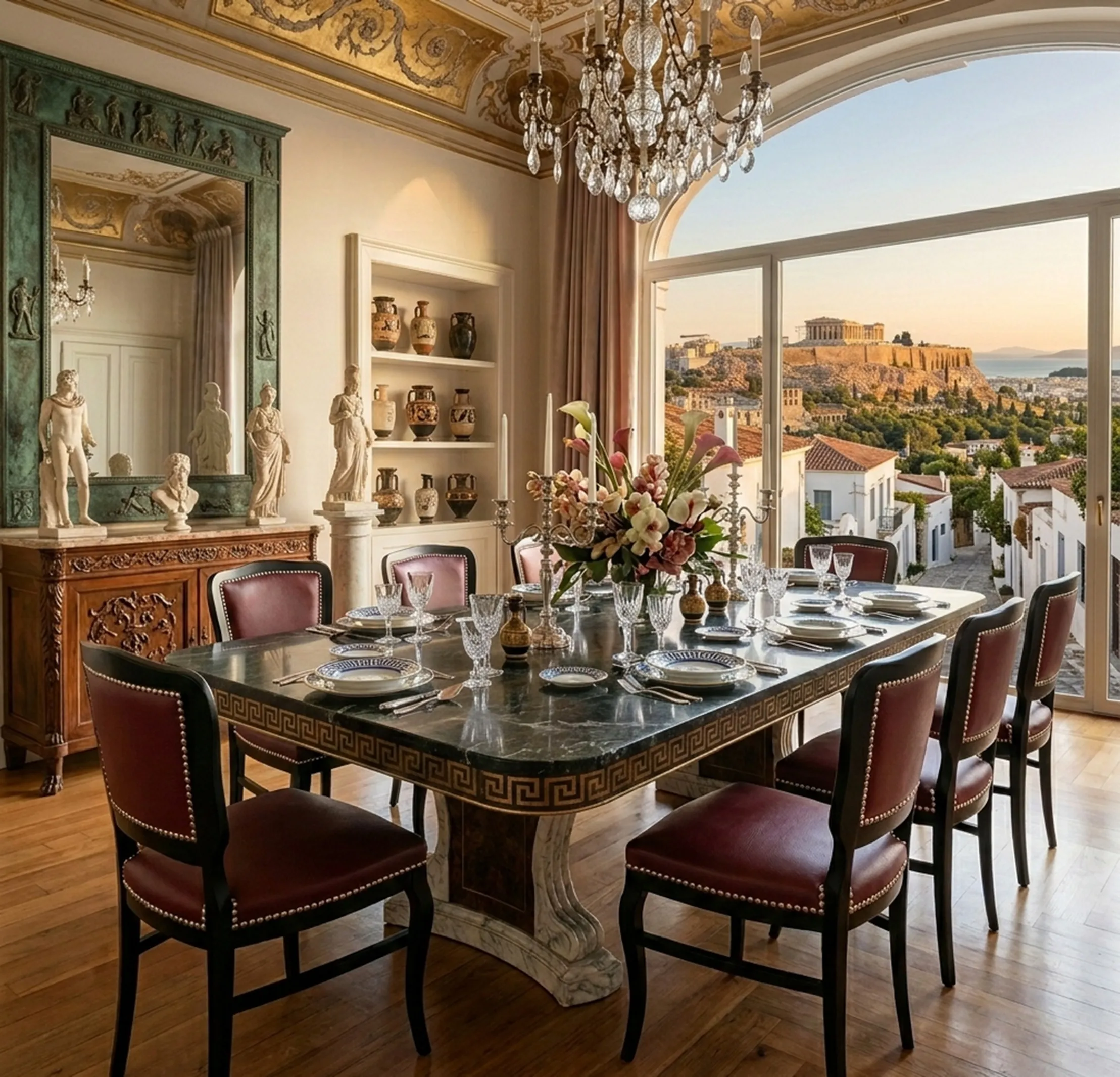 Ensemble de 6 chaises antiques prêtes à être restaurées dans une salle à manger élégante