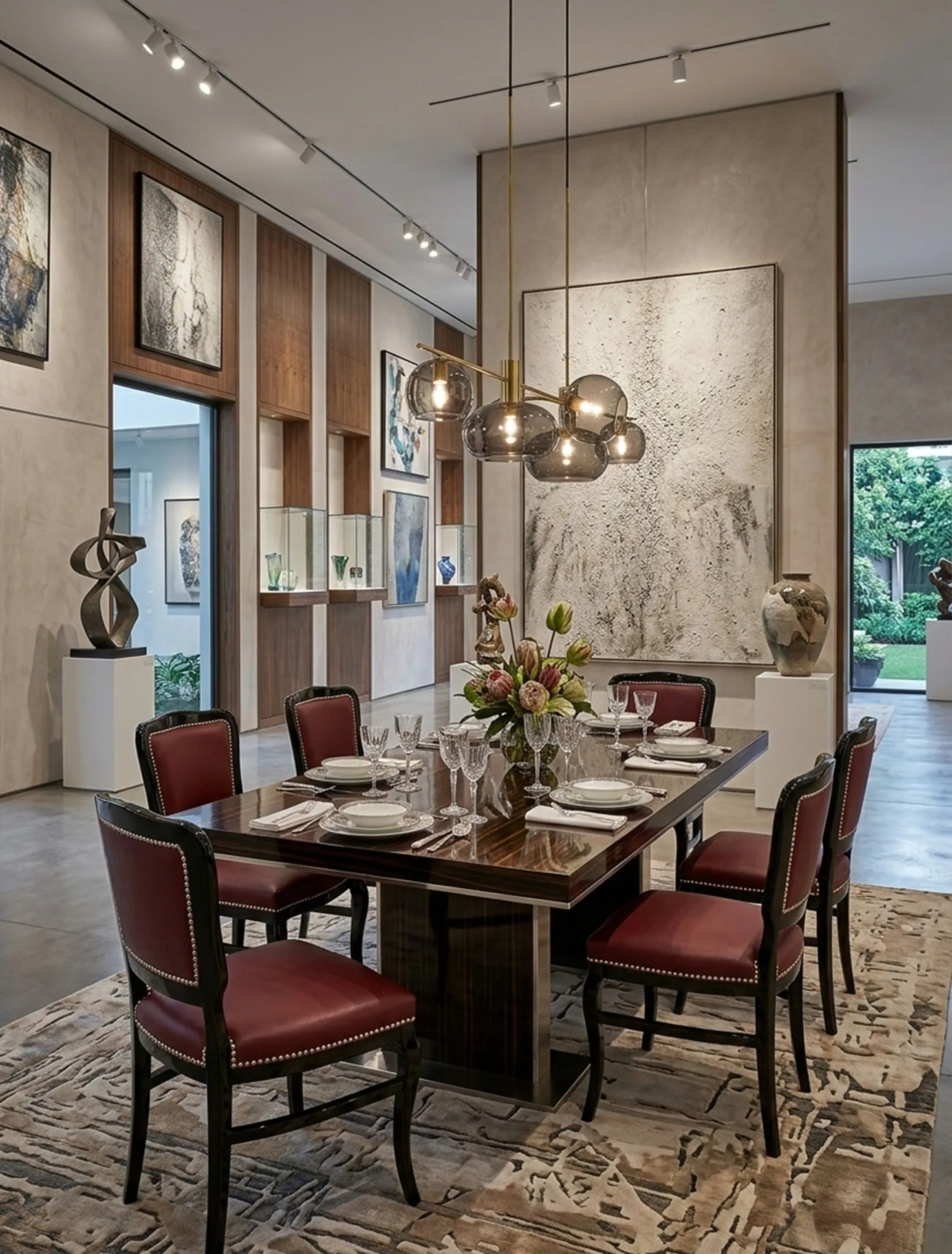 Sei sedie antiche da restaurare in un ambiente di sala da pranzo elegante.