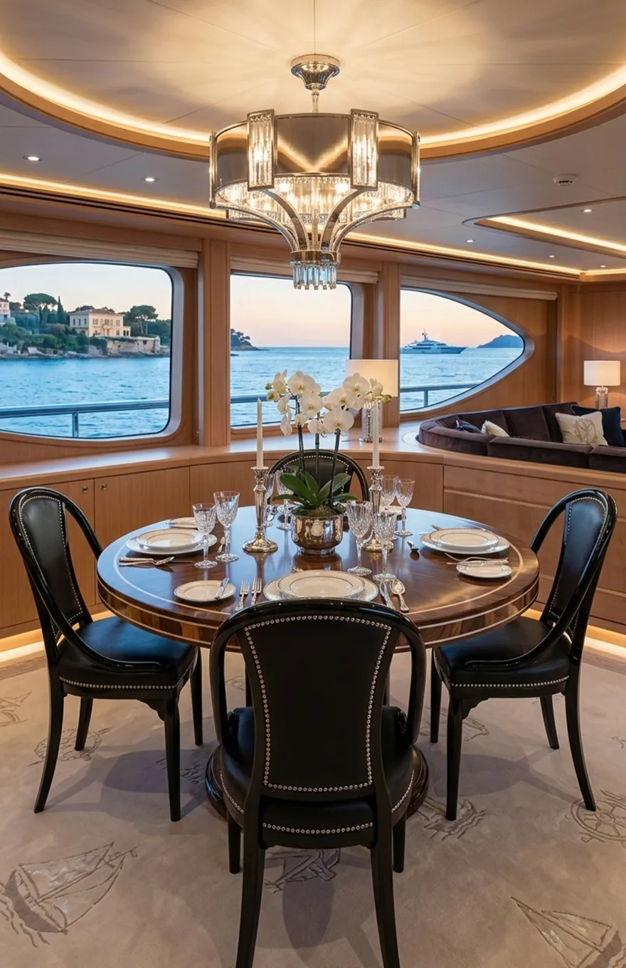 4 antike thonet stühle in einem eleganten maritimen esszimmer