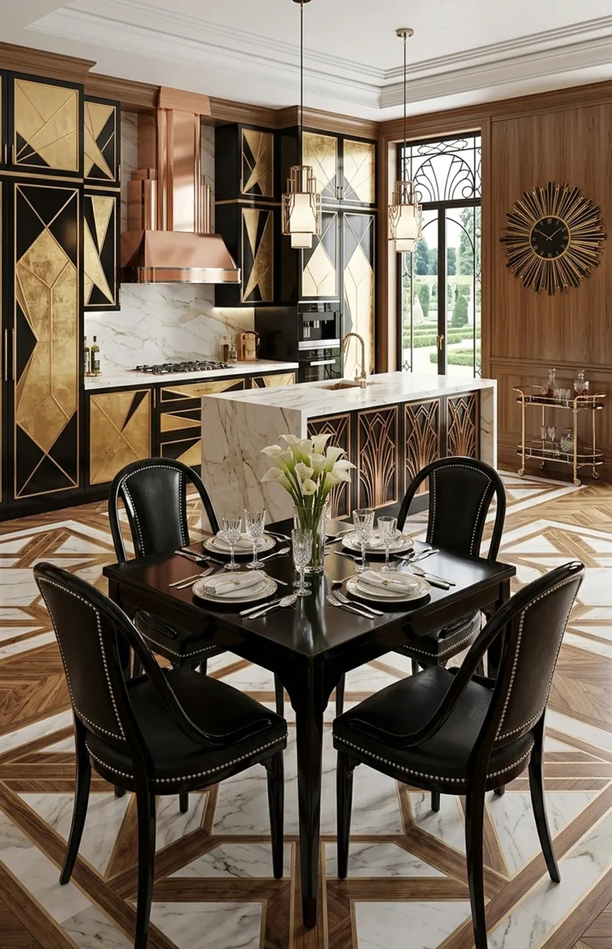 Четыре старых стула thonet, ожидающих реставрации за элегантным столом.