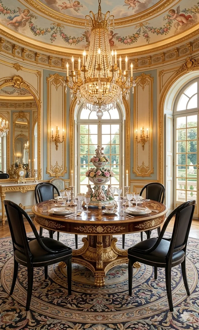 4 antique thonet chairs in an elegant classic decor setting