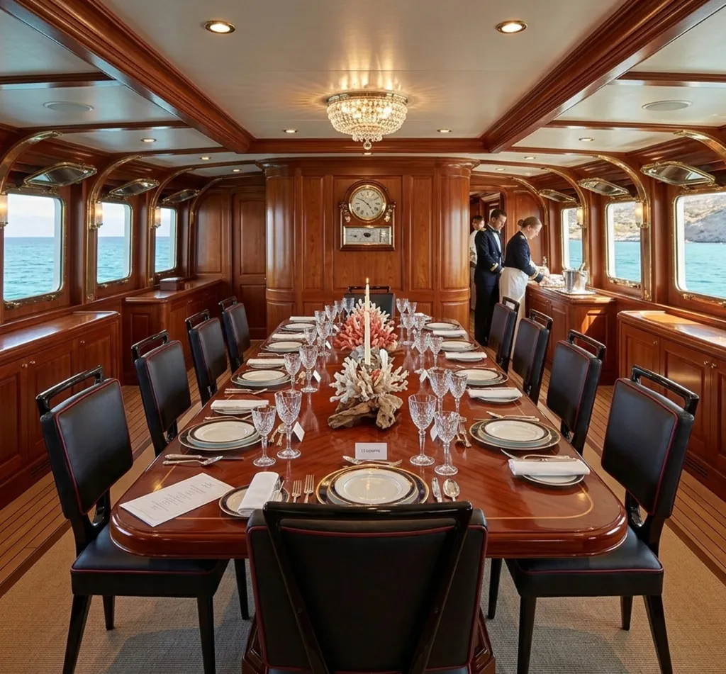 zwölf antike Stühle zur Restaurierung in einem eleganten Speisezimmer mit Kristalldetails