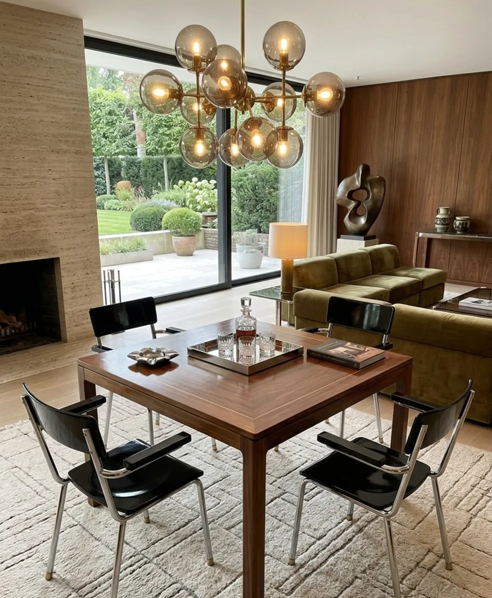 Quatro cadeiras antigas de design bauhaus em um interior moderno