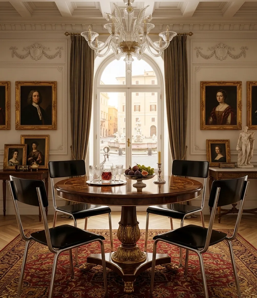 Four antique Bauhaus chairs in an elegant setting