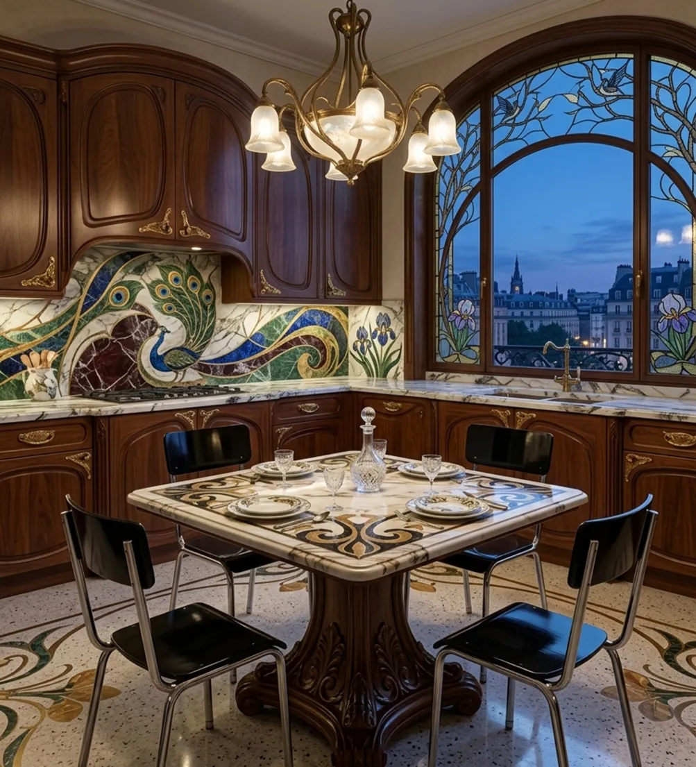 우아한 환경에 있는 4개의 앤틱 바우하우스 의자