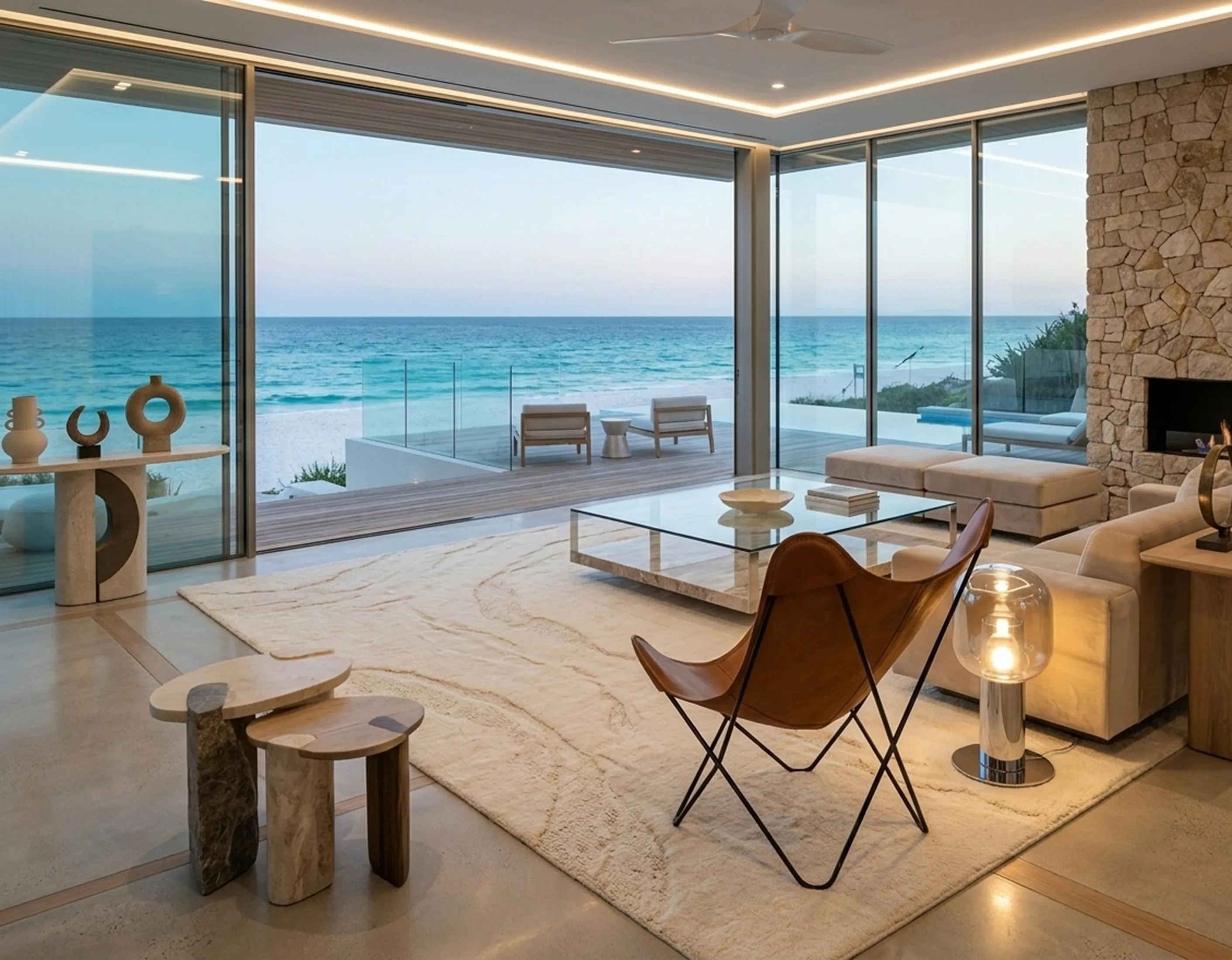 Poltrona BKF con vista mare in un ambiente moderno