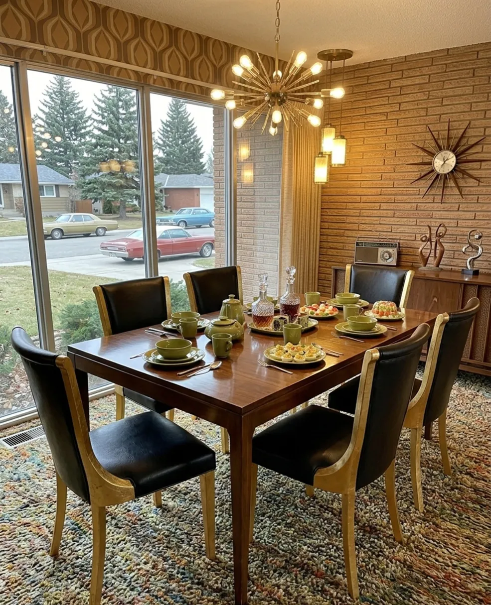 six antique chairs to restore, decorated dining table