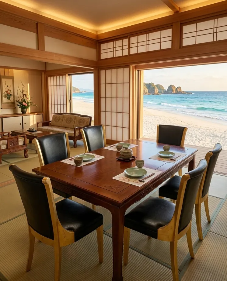 6 antique chairs to restore in a beautiful room with a sea view