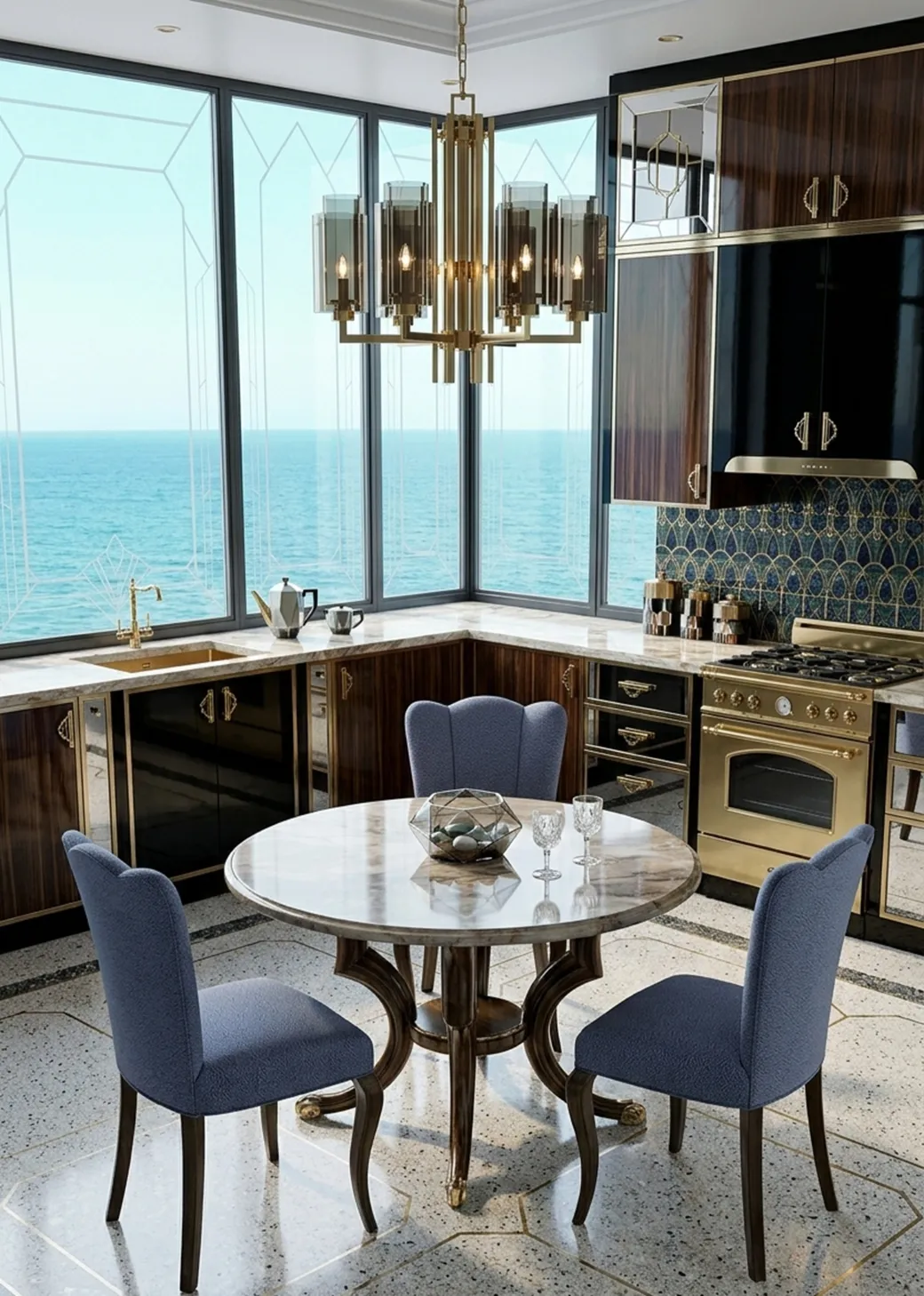 three antique chairs with cushions in a modern setting