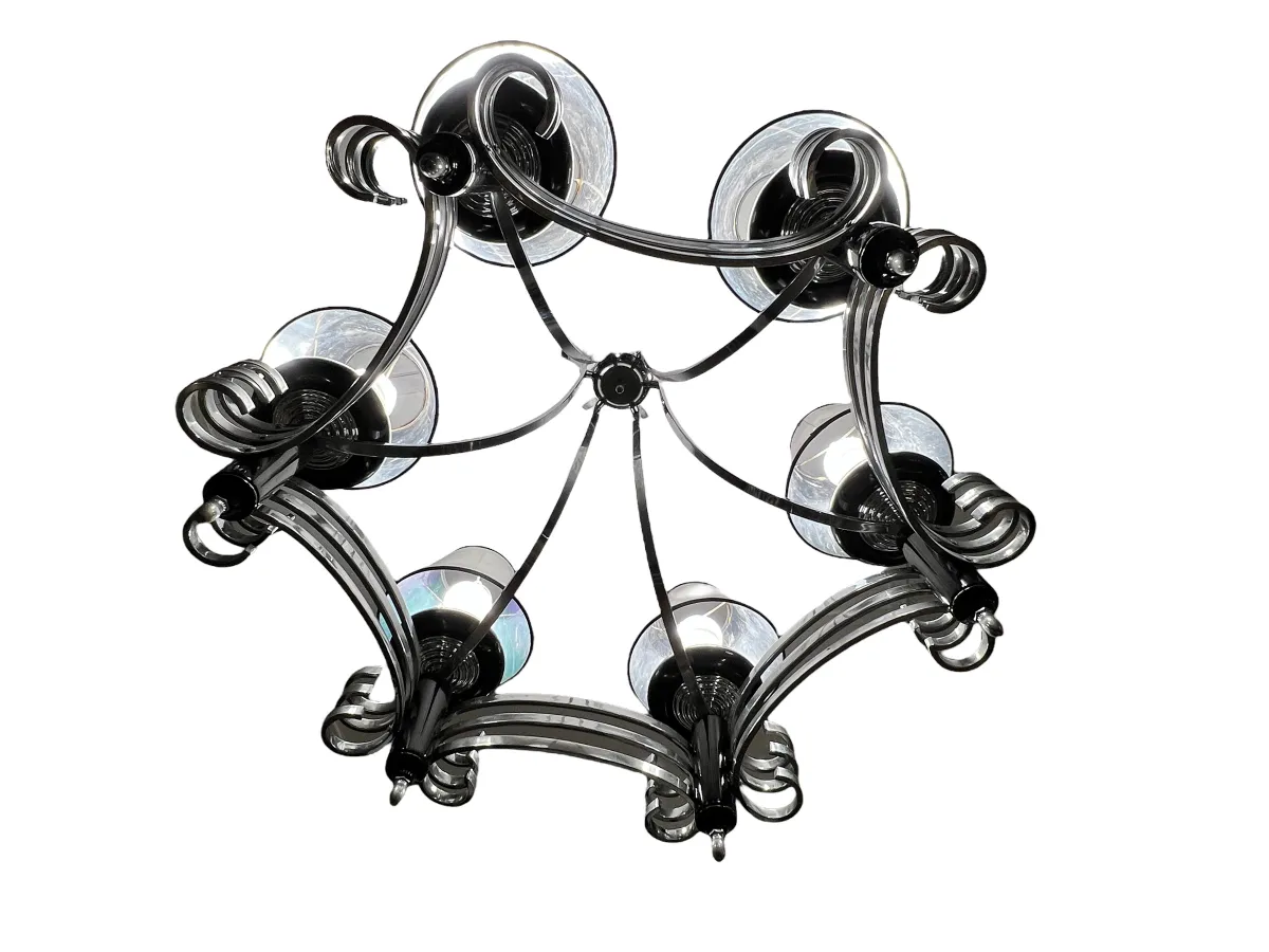 bottom view of antique hanging lamp with elegant design