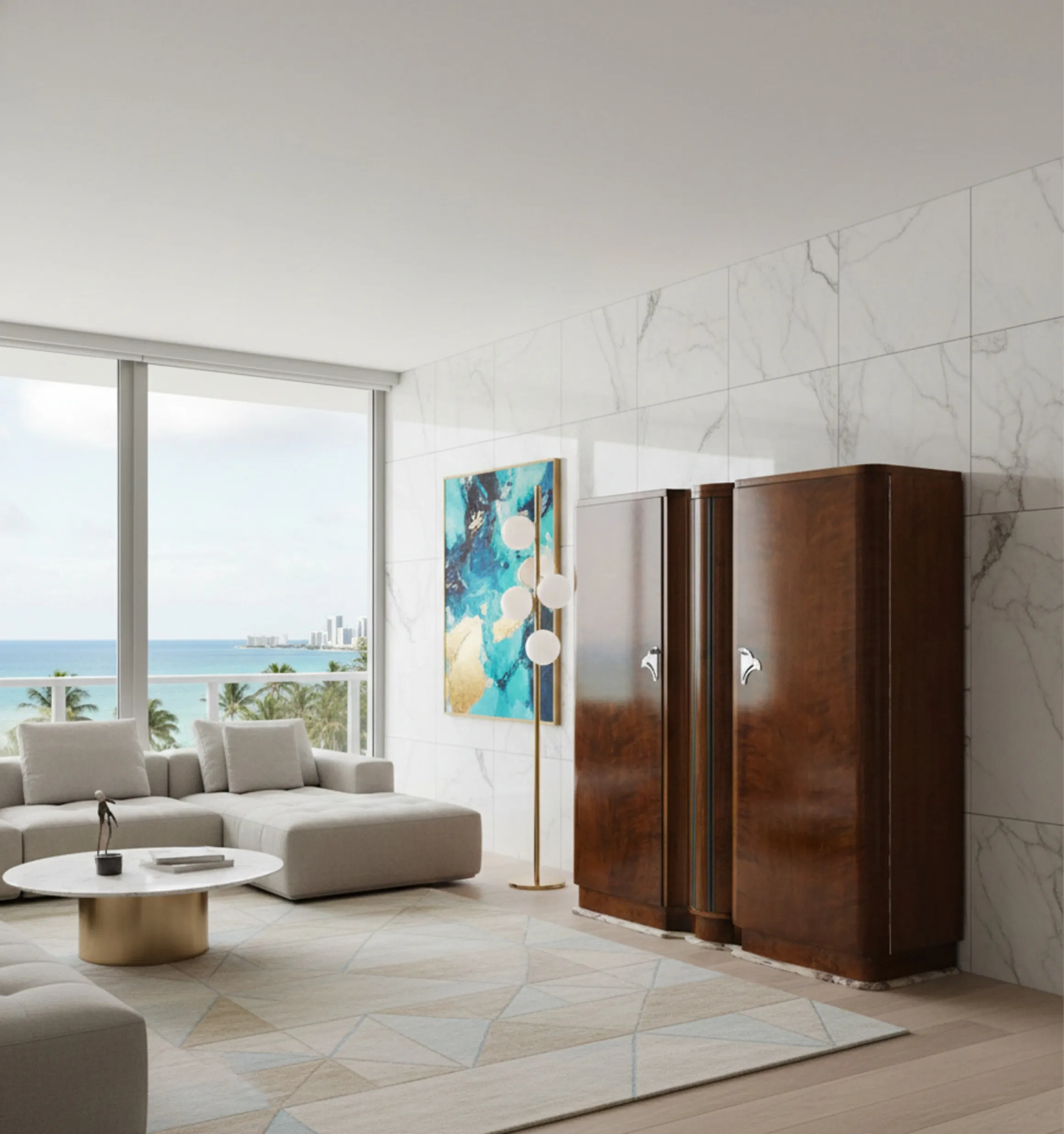 bar aparador de livros com luz em ambiente elegante