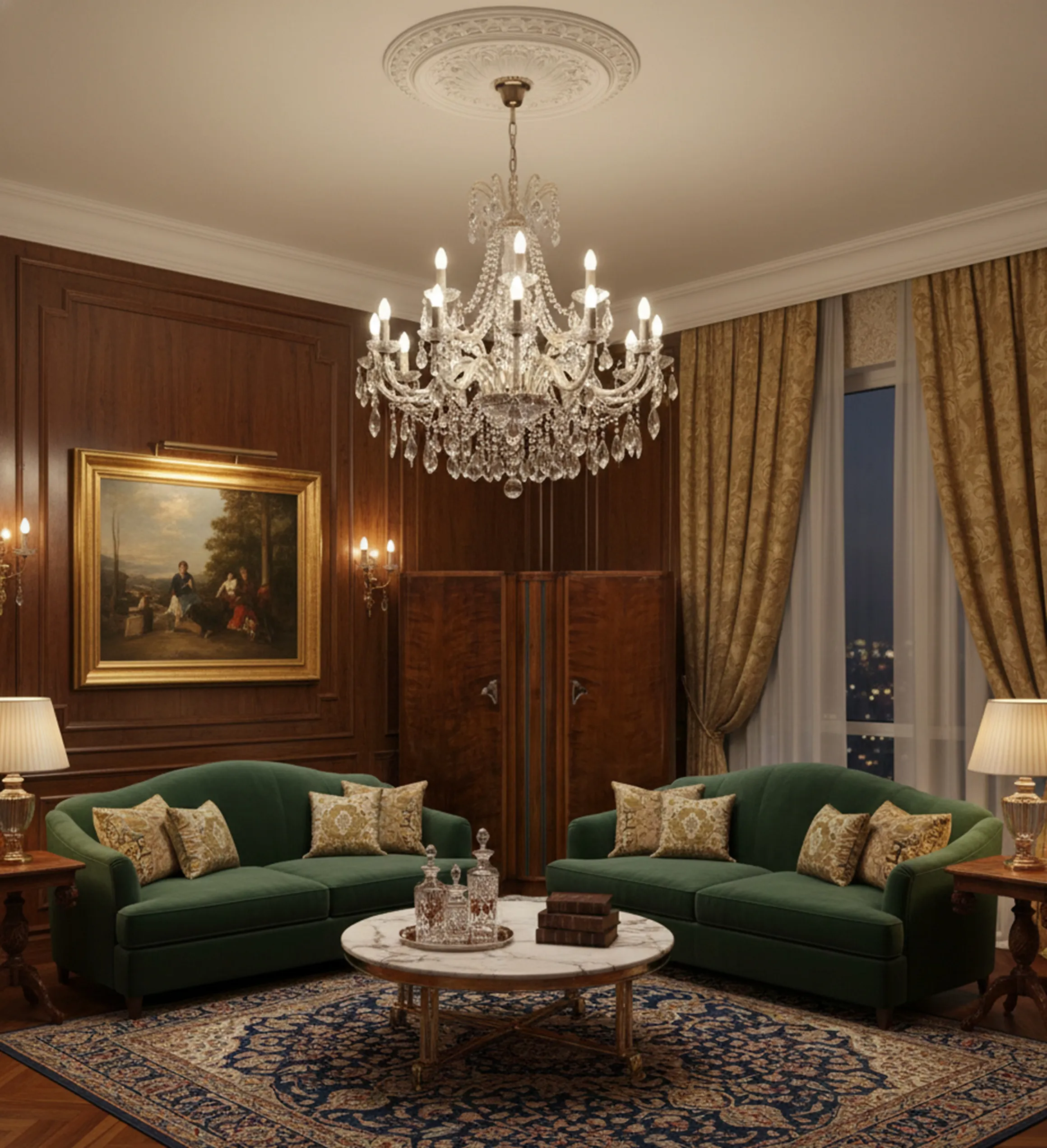 antique bar with light, elegant and warm ambiance