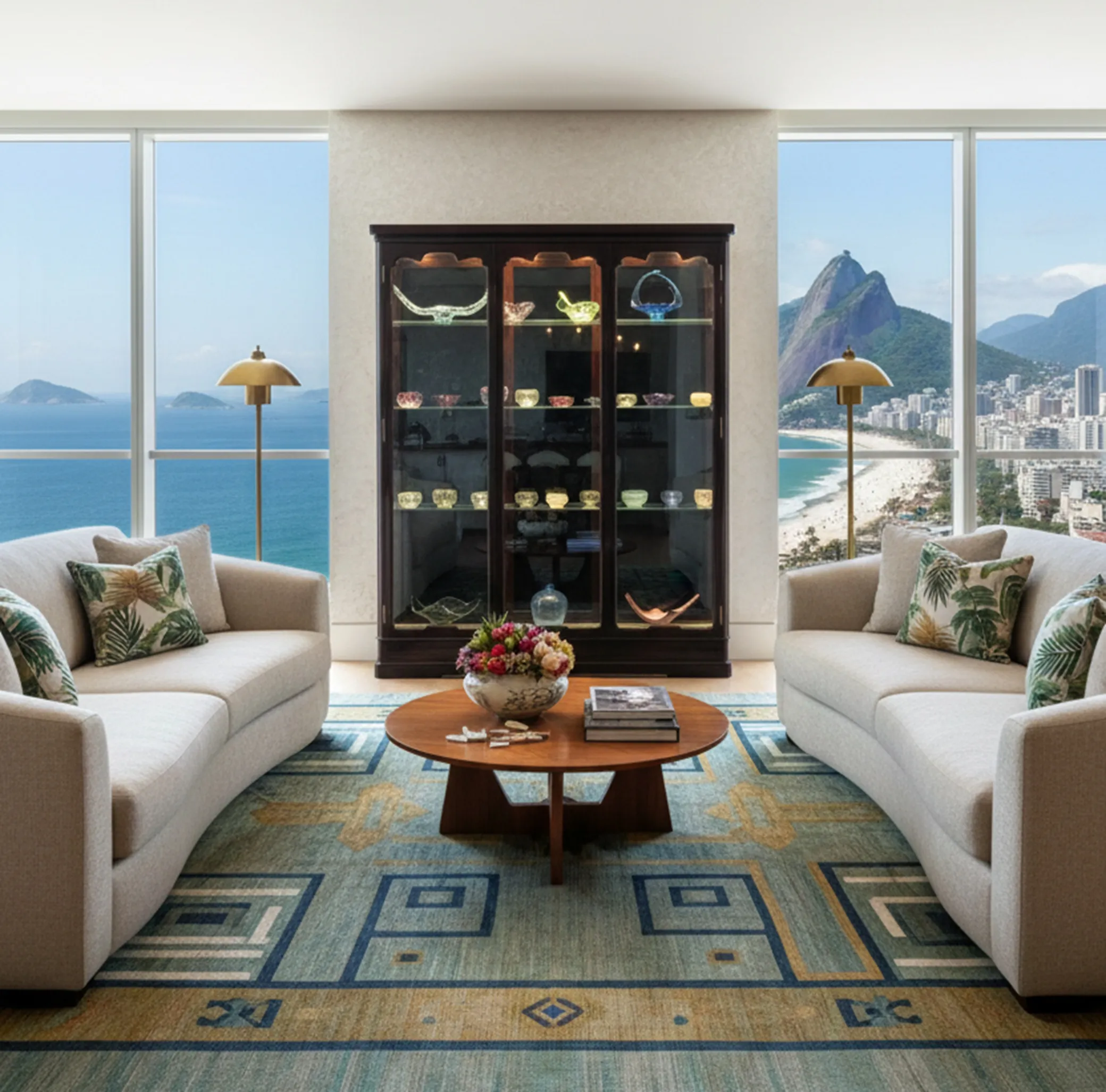 古董展示柜在现代环境中展示玻璃物品