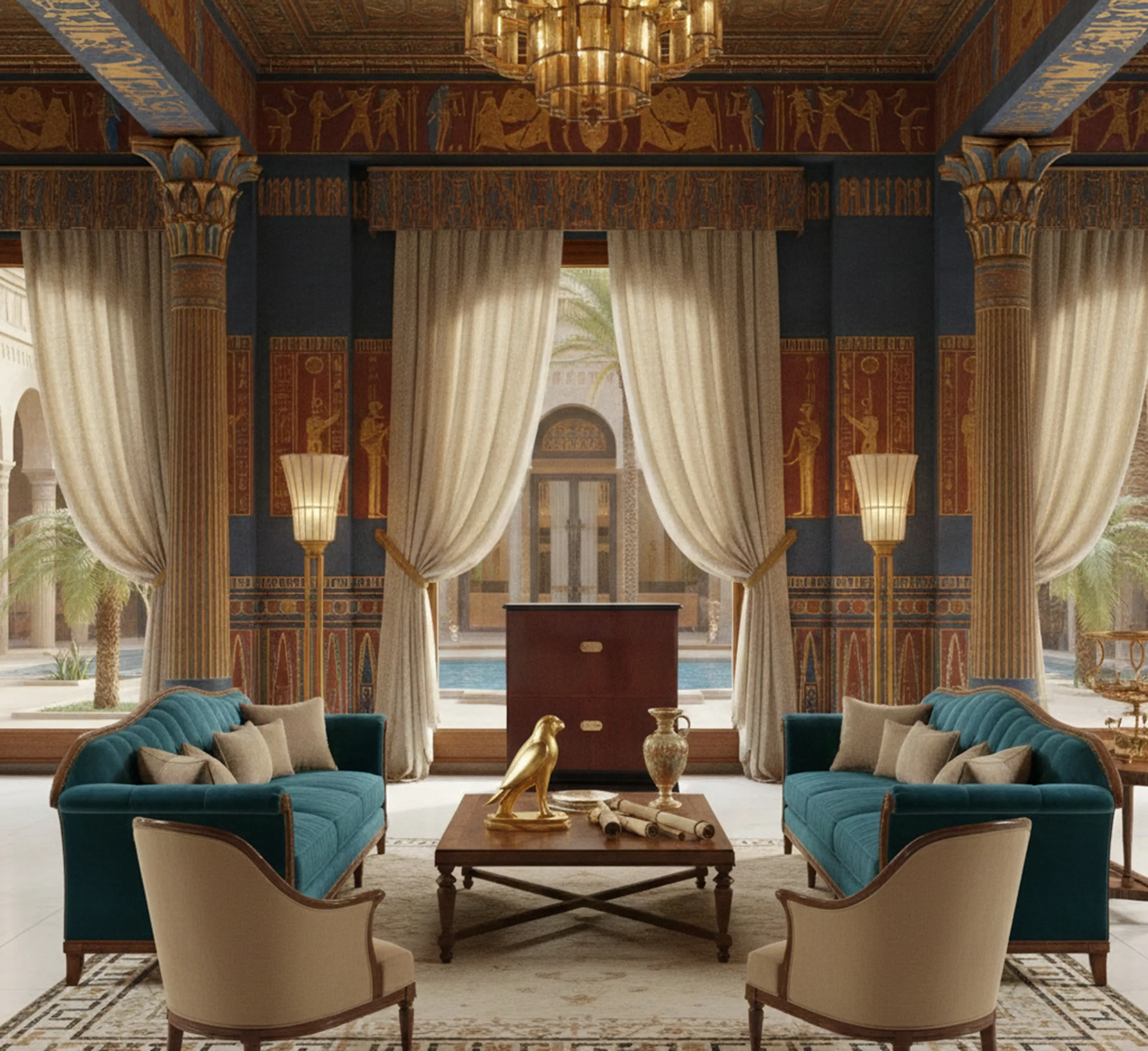 старинный книжный шкаф с элегантным интерьером