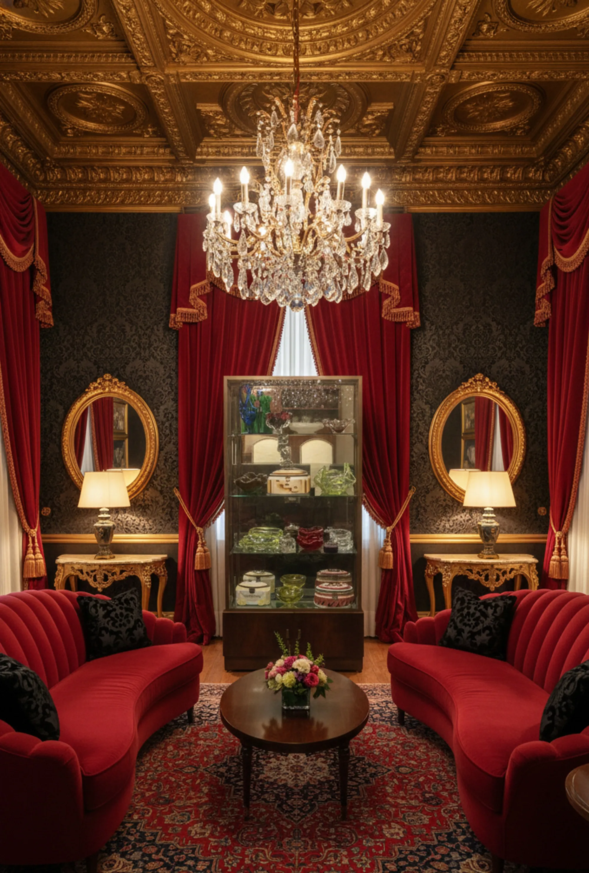 vitrine ancienne dans un cadre décoratif élégant