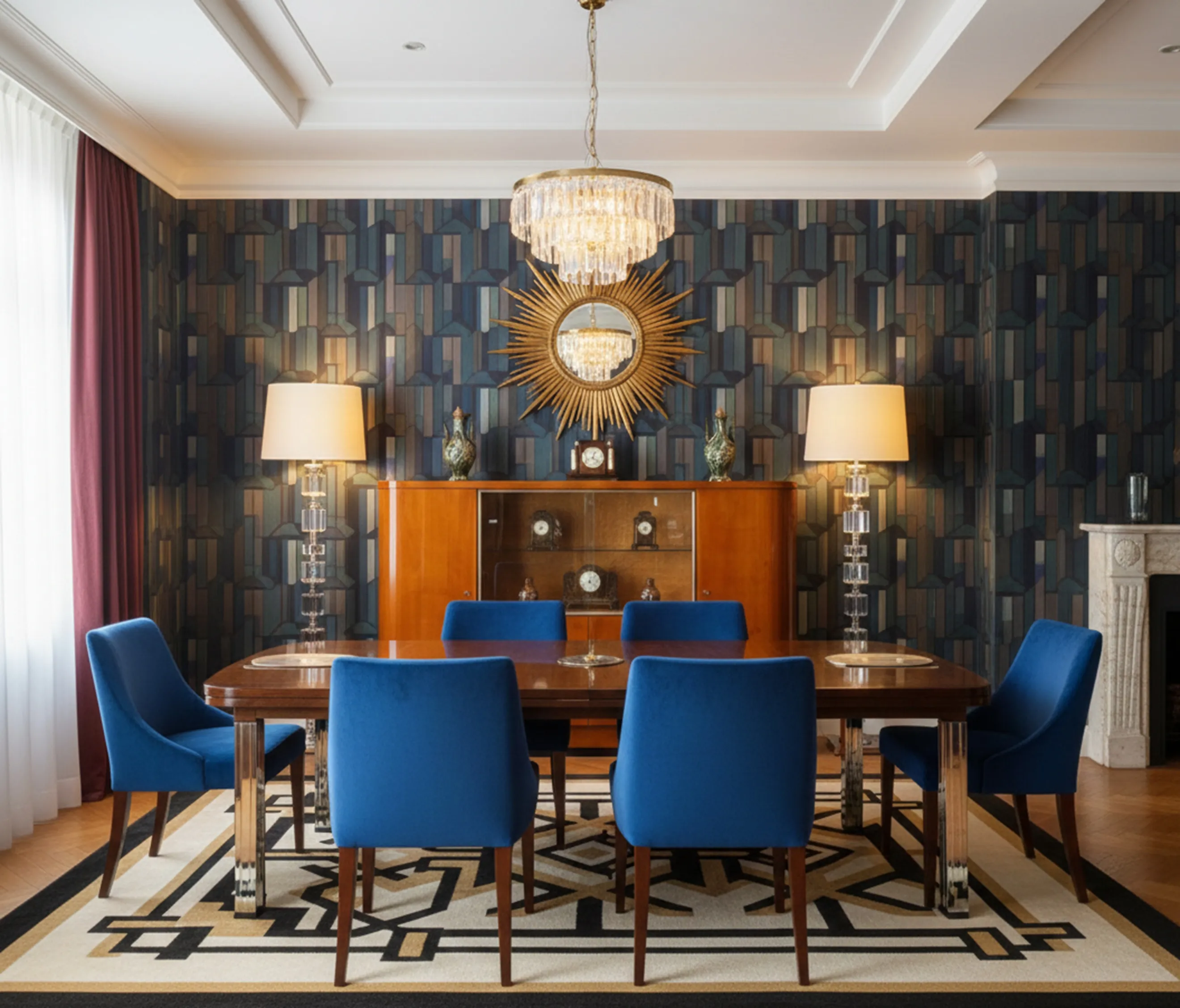 Mueble Bar antiguo con estilo clásico en ambiente elegante y acogedor.