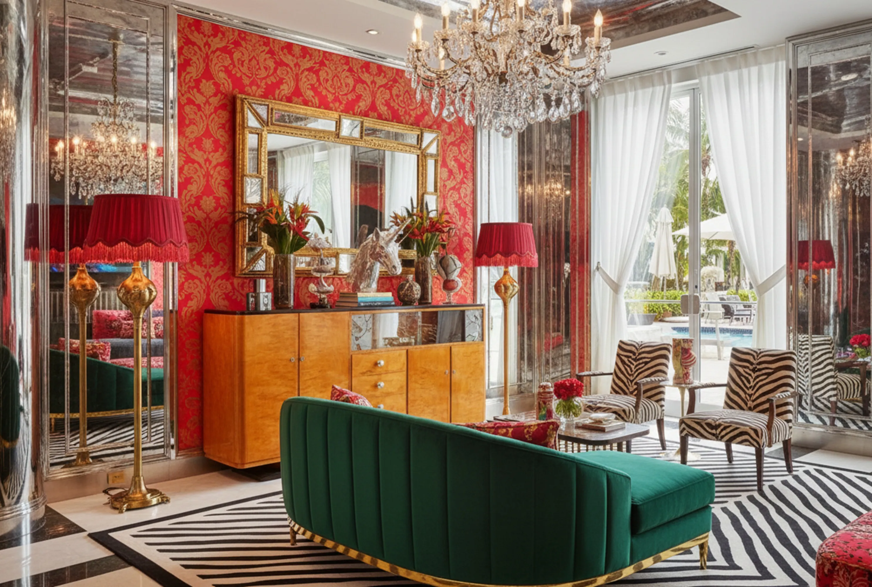 credenza antica con decorazione colorata ed elegante