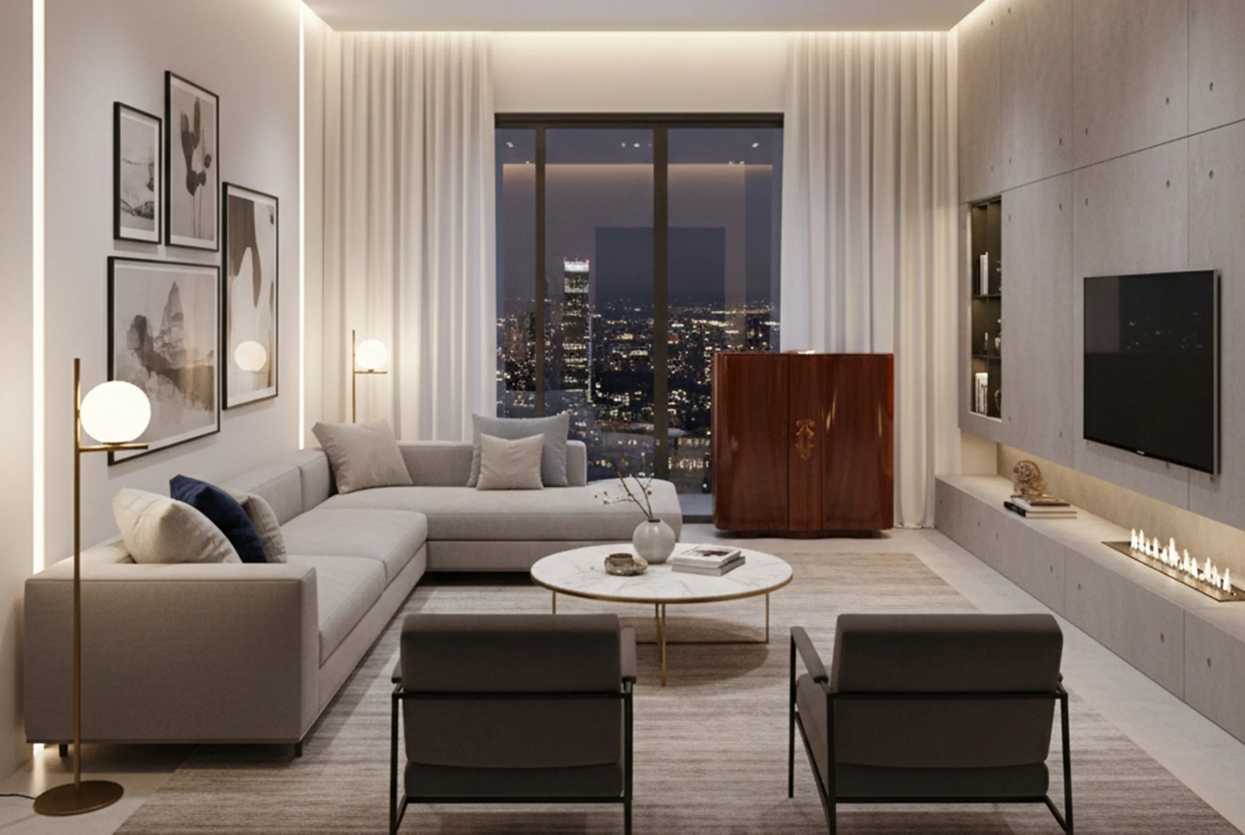 Meuble à cocktail antique dans un espace moderne et chic