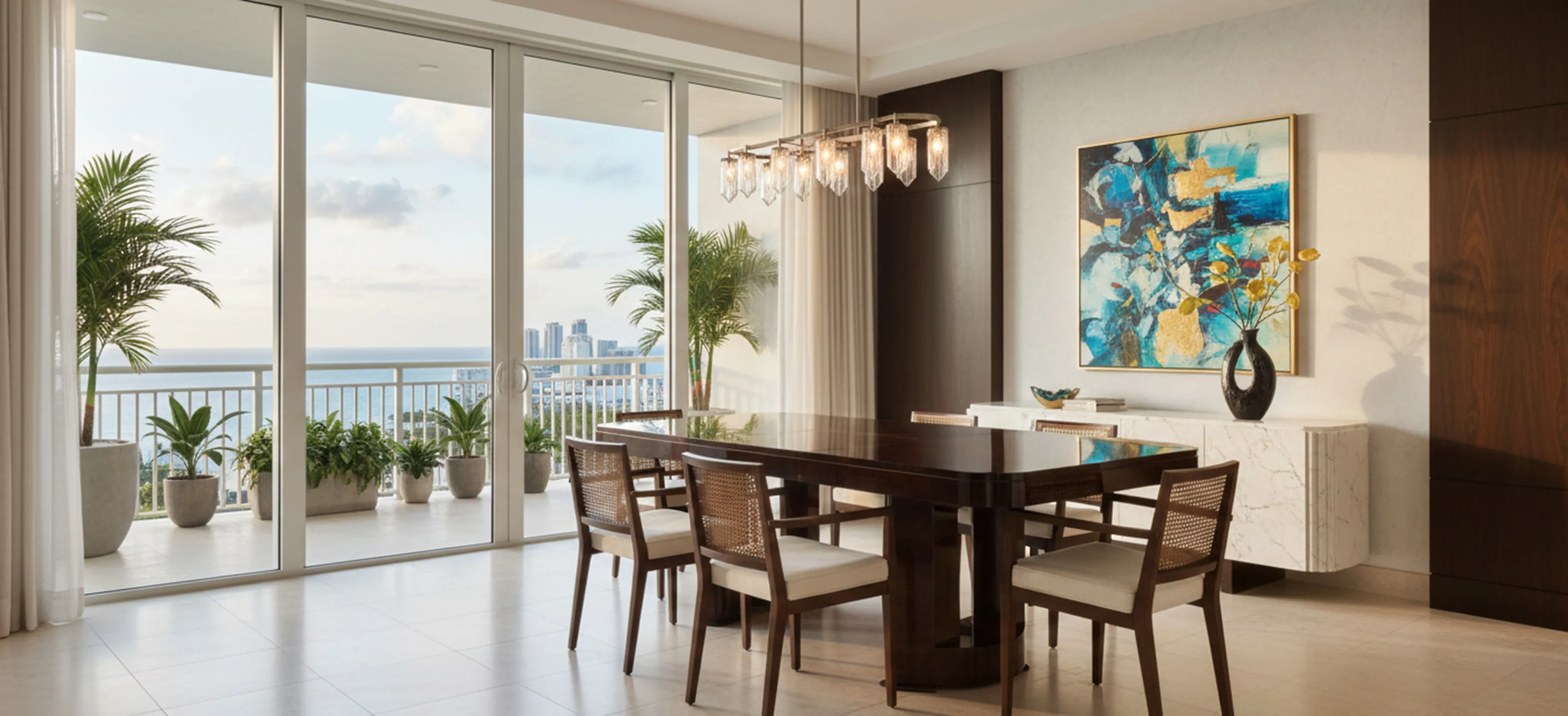 Mesa de comedor antigua, 8 personas, vista marítima, ambiente moderno