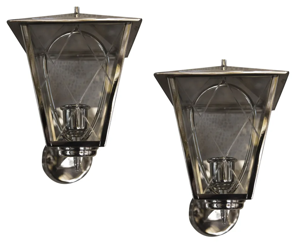 Antike Wandleuchter im Art Deco-Stil, rechteckige Form