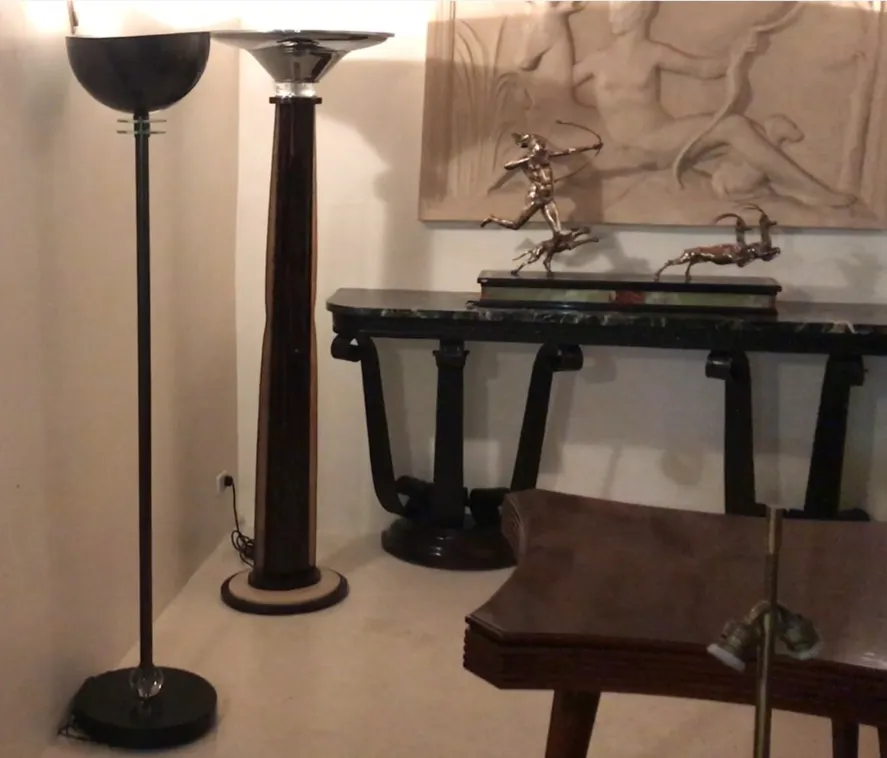 Antique floor lamp Art Deco with decorative base and warm light