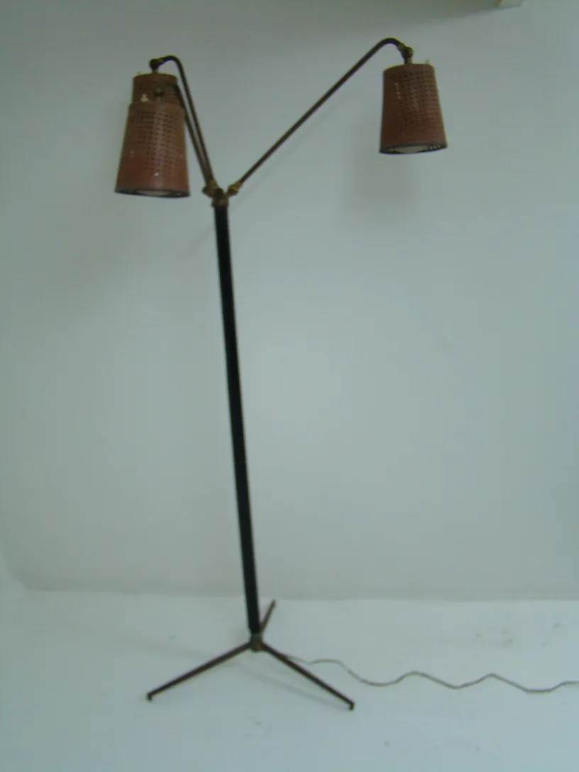 Antique floor lamp with two shades, Art Deco style.