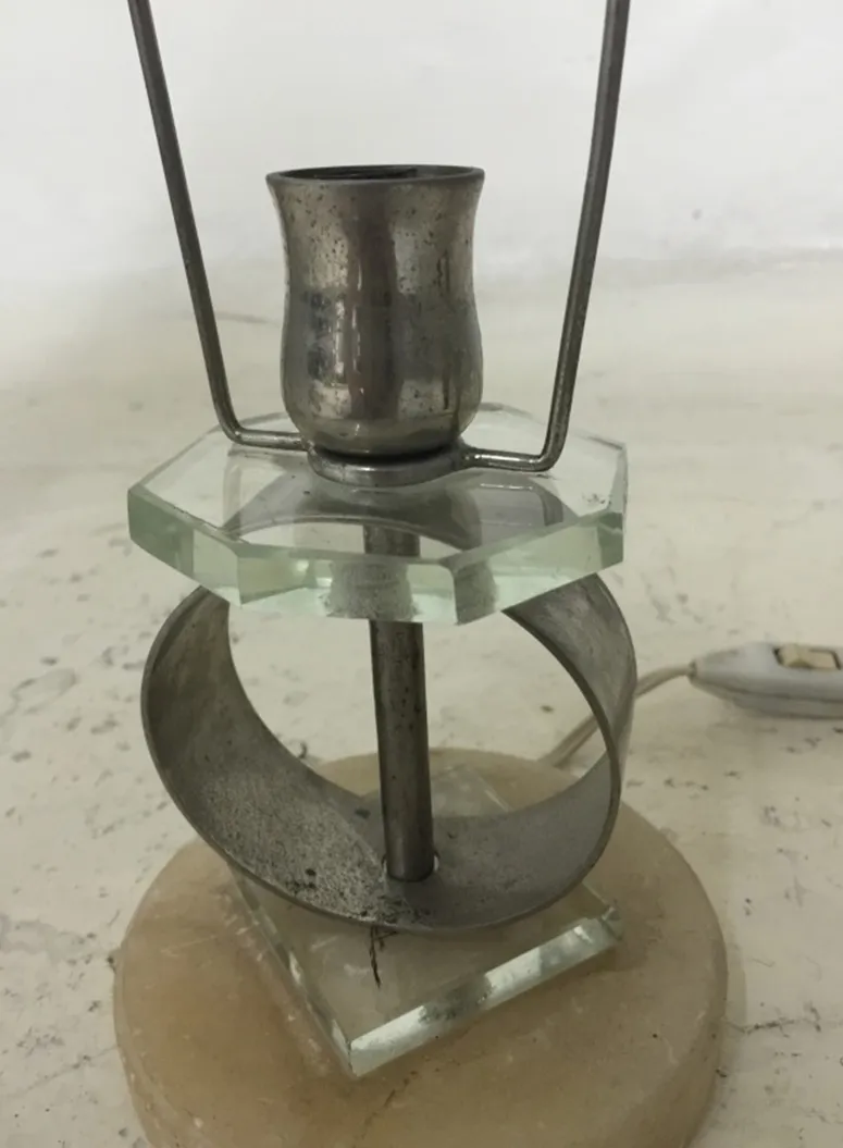 Antique table lamp with glass base, Art Deco design