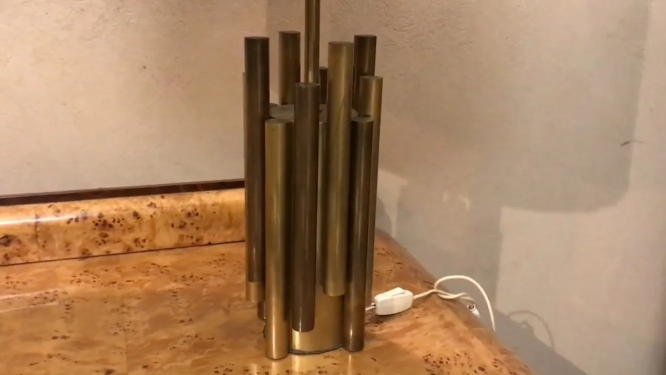 Antike Tischlampe Art Deco mit Rohrdesign