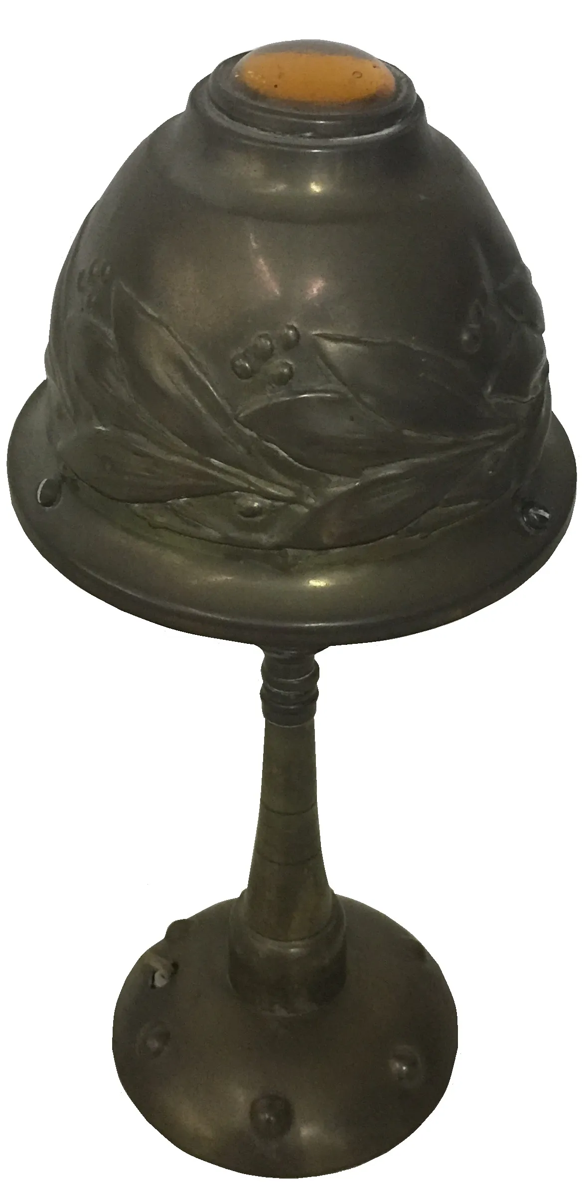 lampada da tavolo antica con design floreale alla base e al paralume