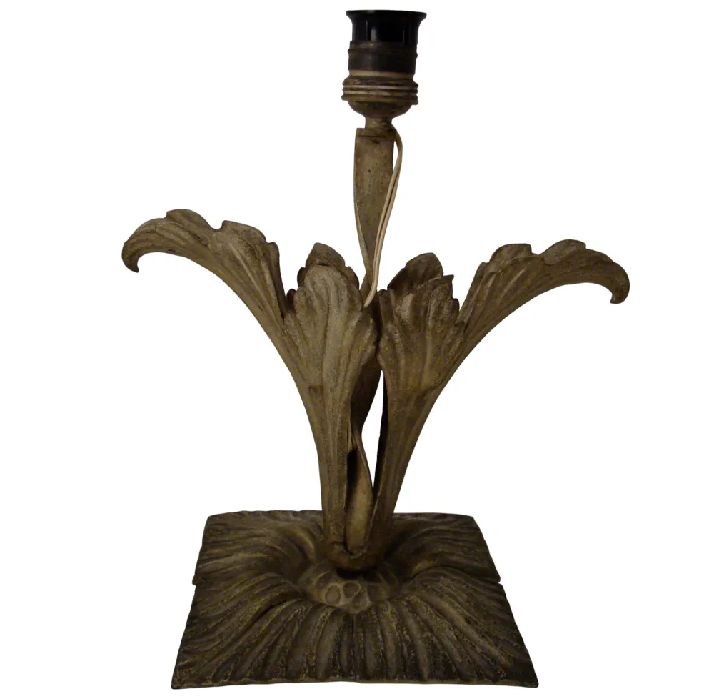 Antique Art Deco table lamp with decorative base and leaf shape