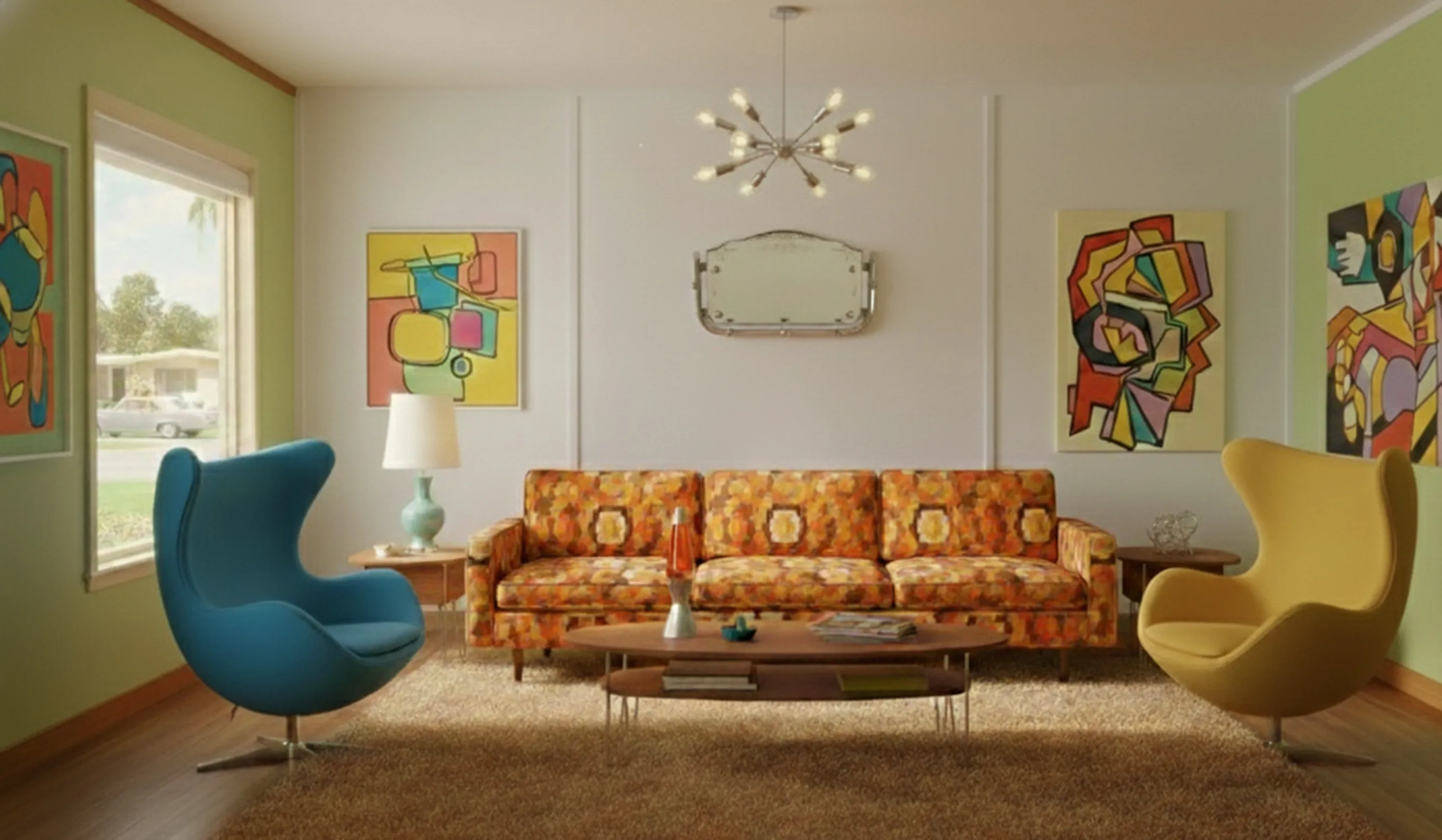 miroir mural antique avec un cadre décoratif dans une salle vintage.