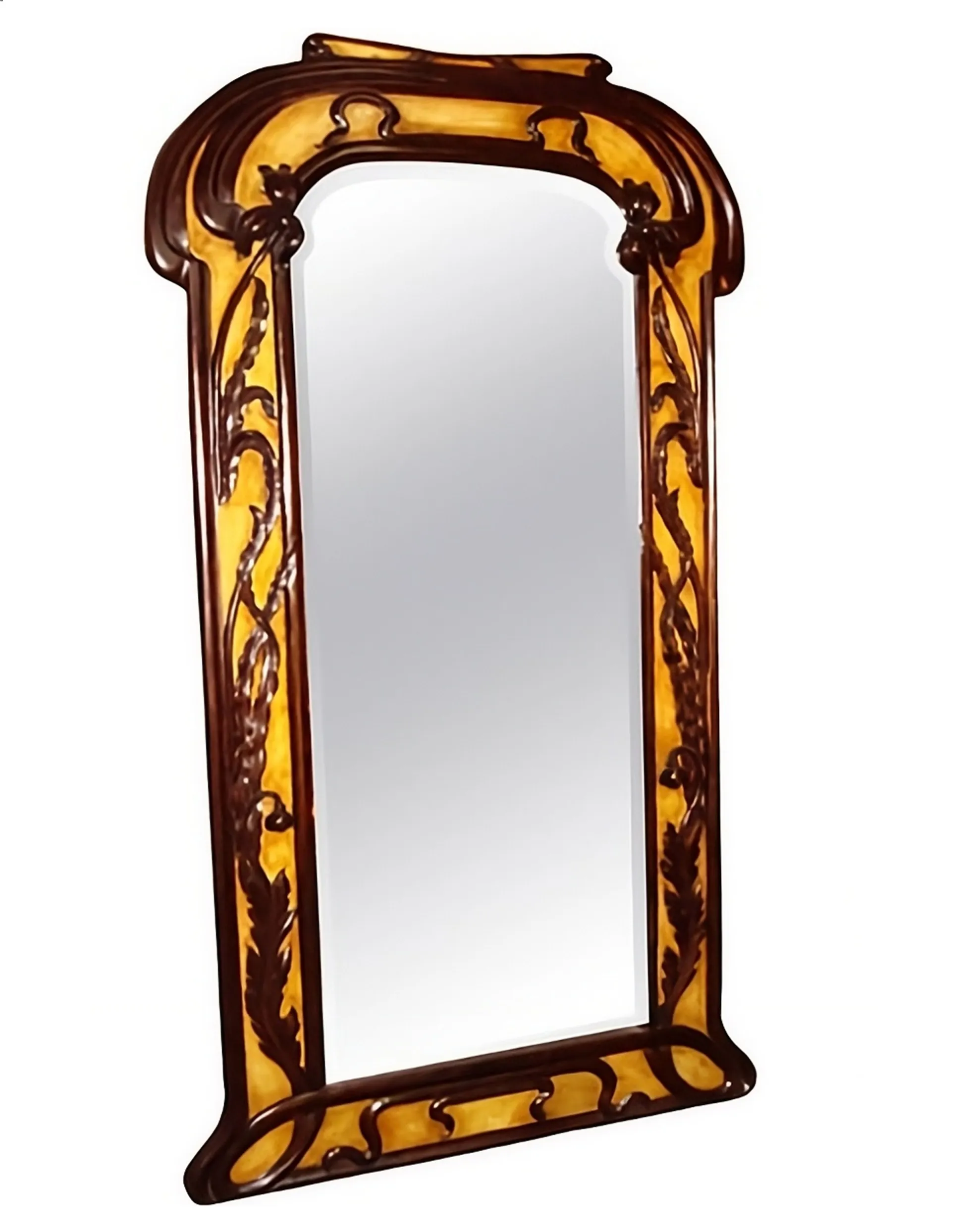 miroir ancien avec cadre décoré dans le style Art Nouveau